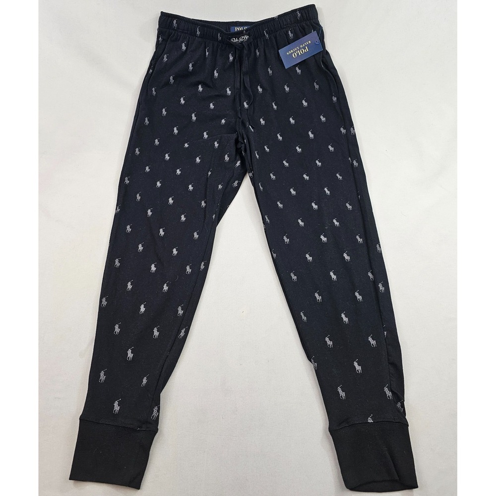 Polo Ralph Lauren Mens Sleepwear Jogger Pants Black Pony Logo M PK08RL